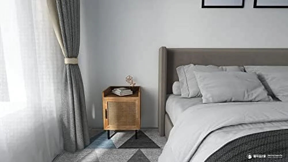 Woven Fronts Nightstand with 2 Drawers D803