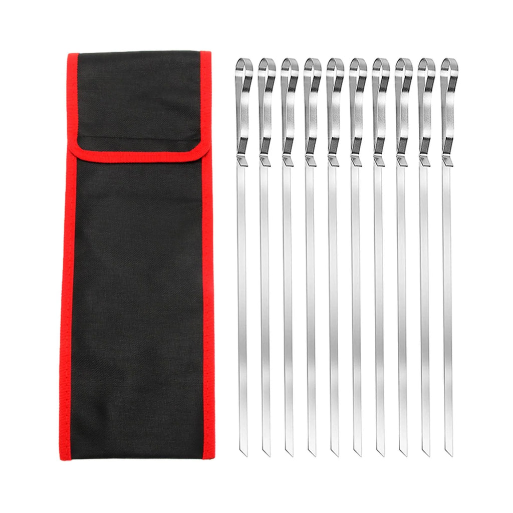 10 Pieces Barbecue Skewer Fork with Cloth Bag N184962