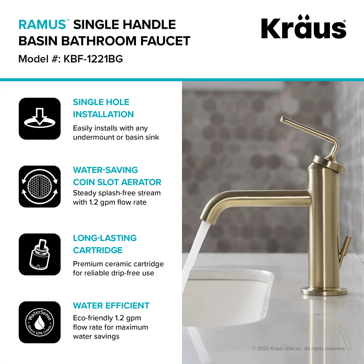 Single Handle Bathroom Sink Faucet with Lift Rod Drain O97449