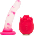 8 Inch Dildo and Rose Toy Clitoris Sucker A9146