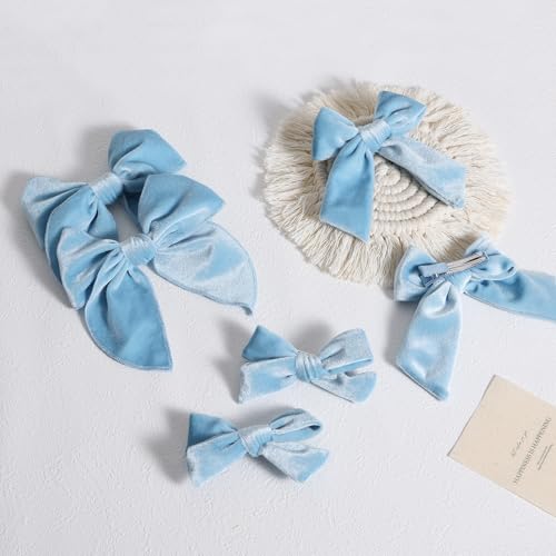 Red Velvet Ribbon Hair Bows 6PCS 3 Styles G4514
