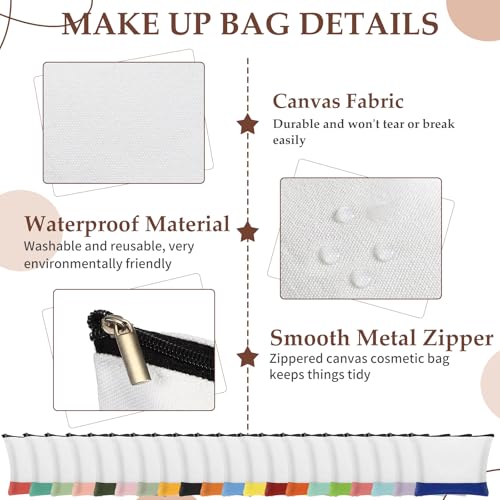 20 Pcs Large Blank Canvas Tote Bags and Makeup Bags with Handles L6086