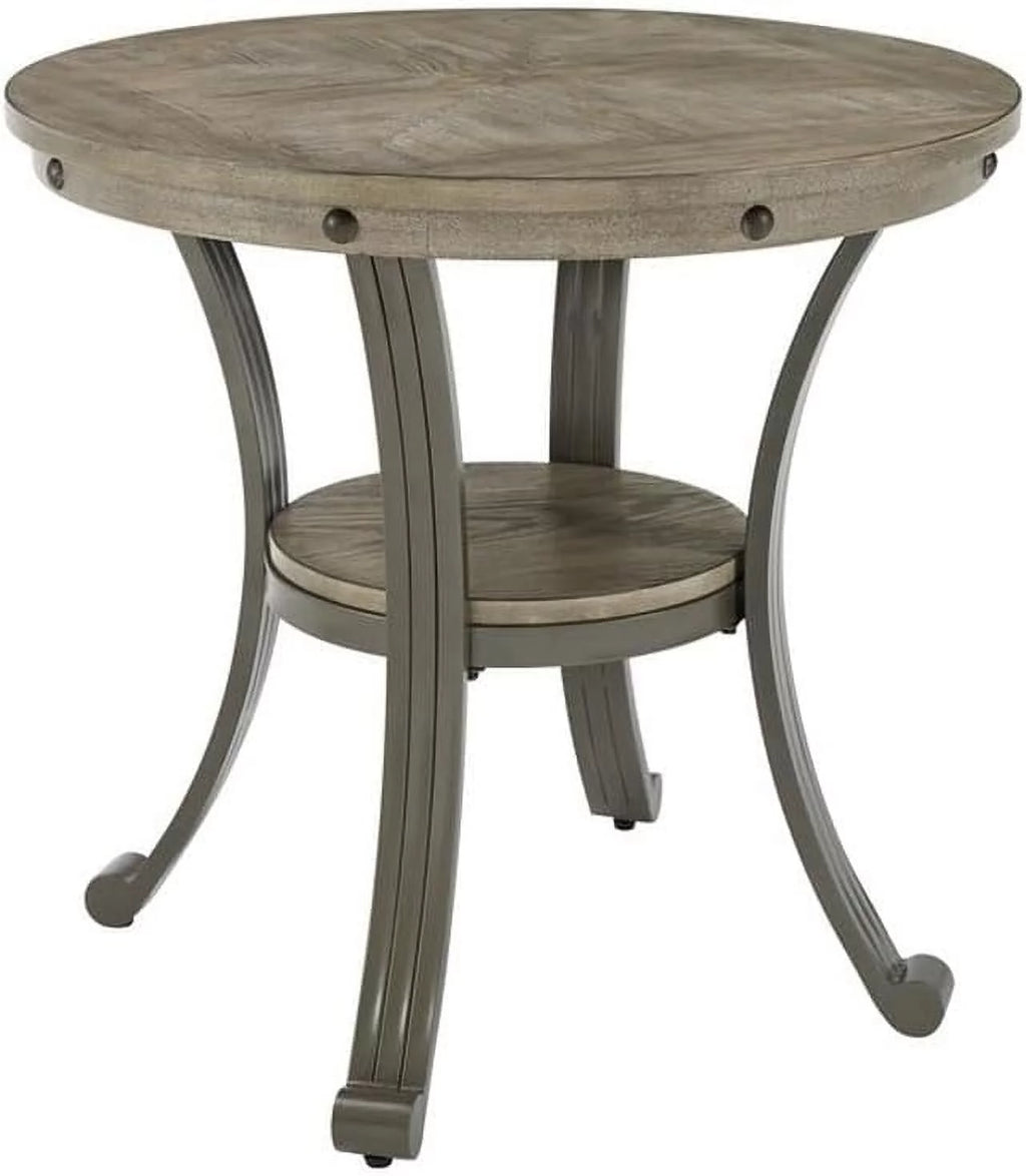 Metal and Wood Round Accent Table X674807