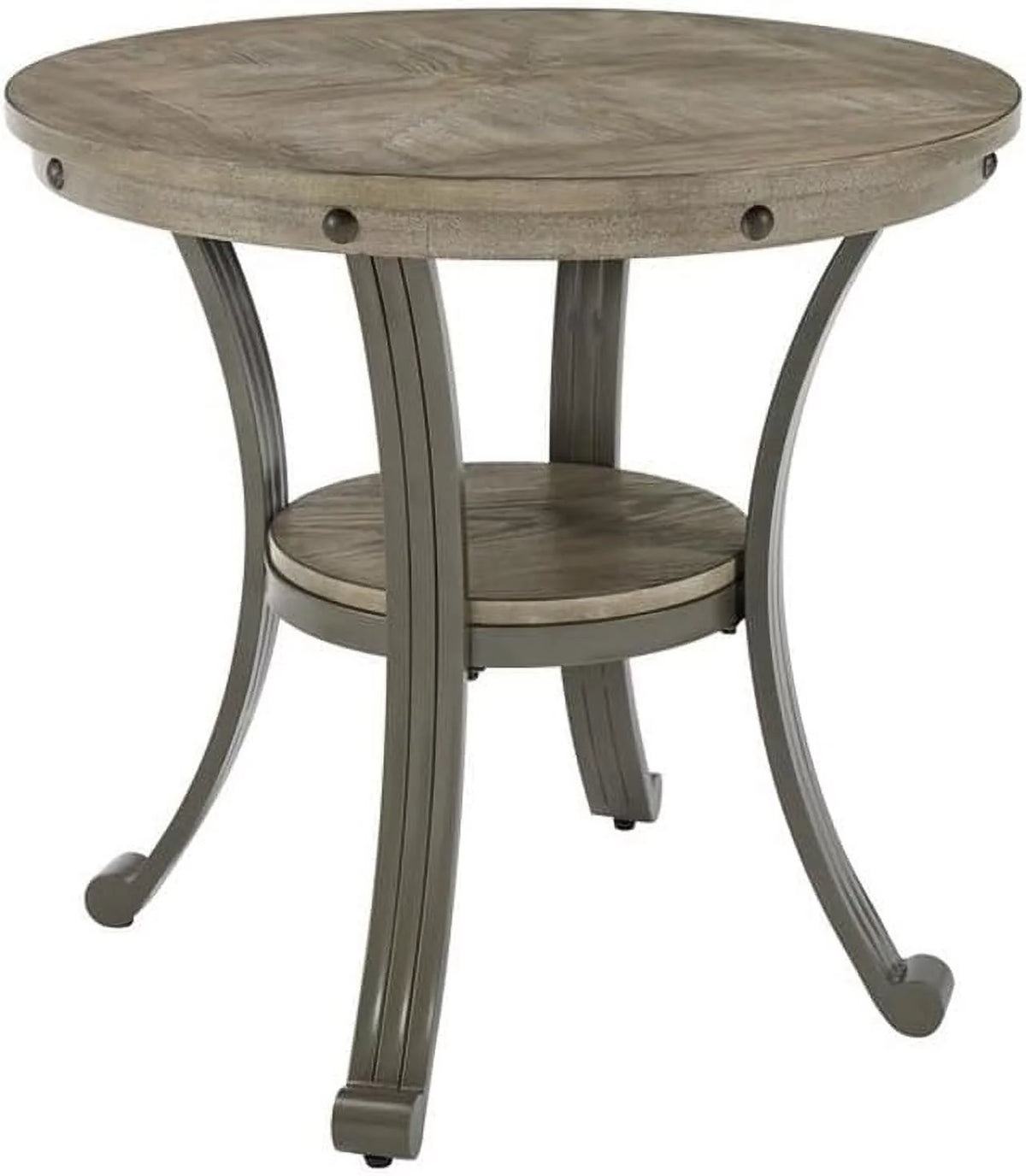 Metal and Wood Round Accent Table X674807