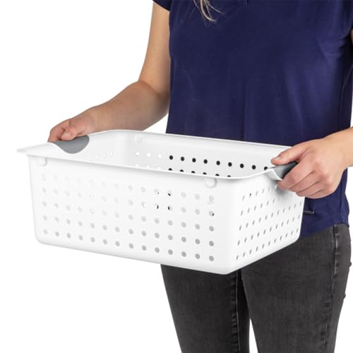 6-Pack White Plastic Storage Basket C417