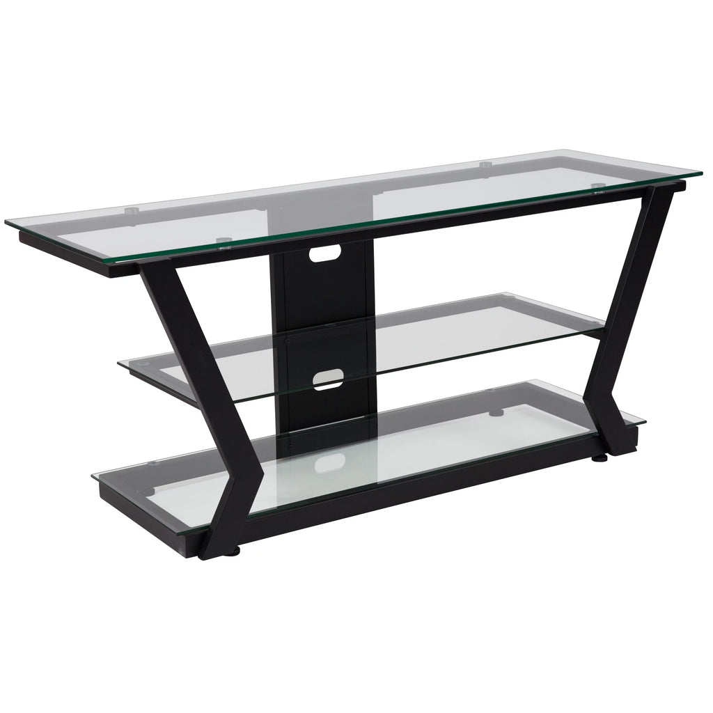 Glass TV Stand with Black Metal Frame G48946
