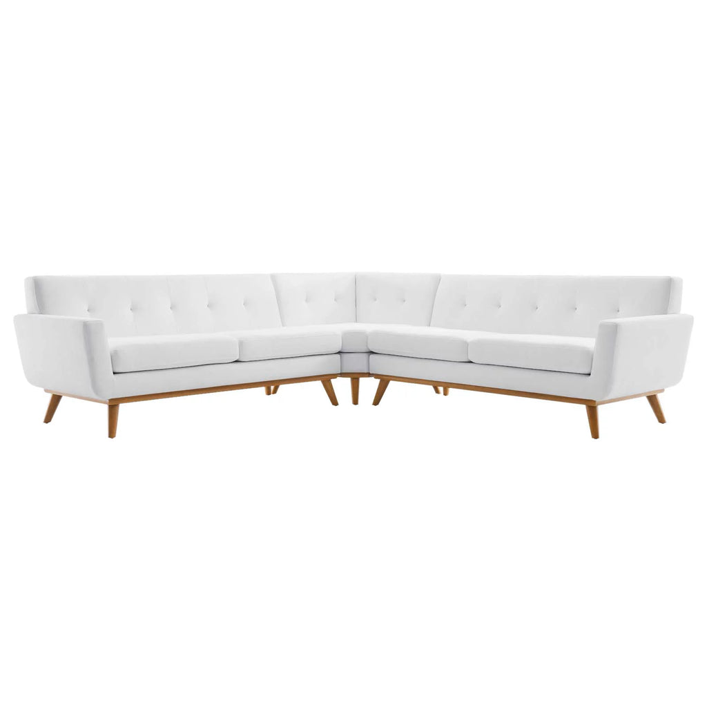White Upholstered Fabric Sectional Sofa D8011
