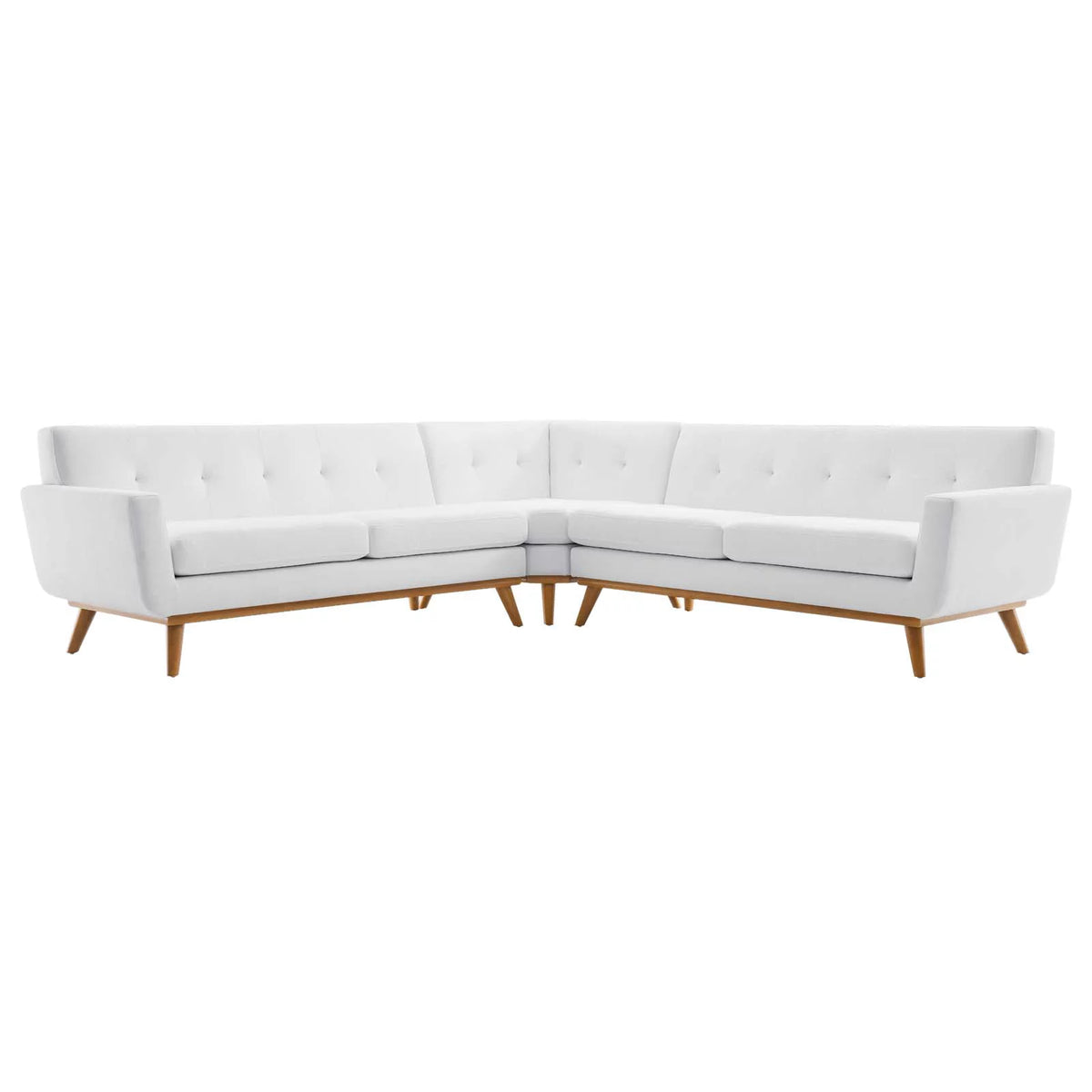 White Upholstered Fabric Sectional Sofa D8011