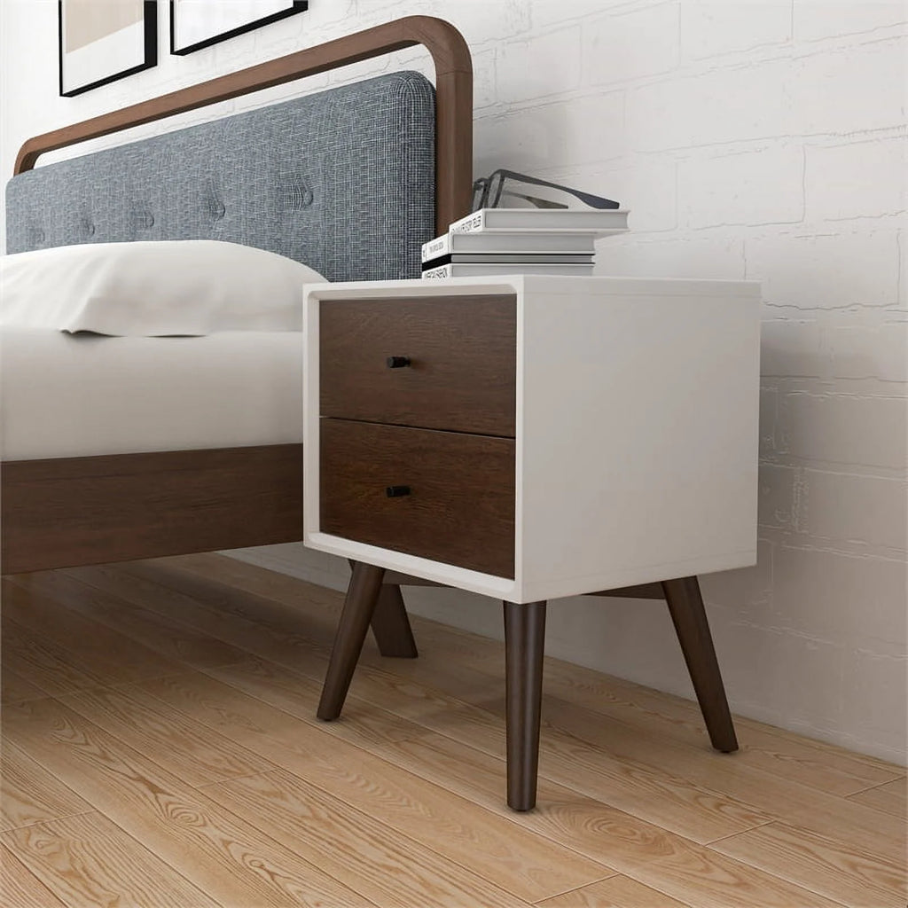 White Solid Wood Nightstand C87208