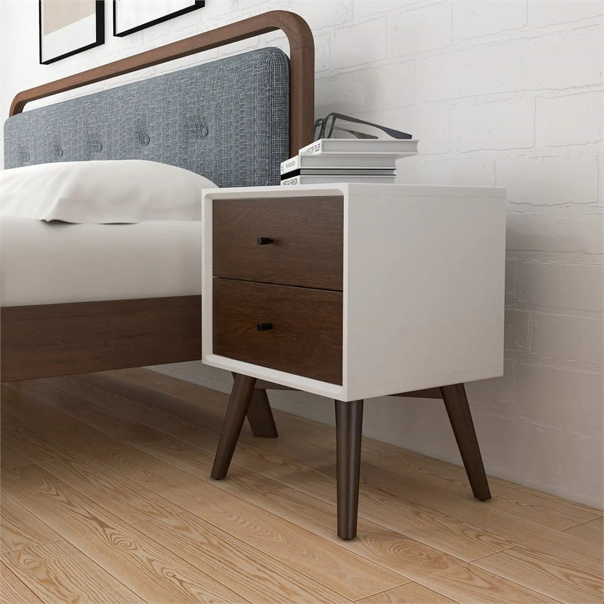 White Solid Wood Nightstand C87208