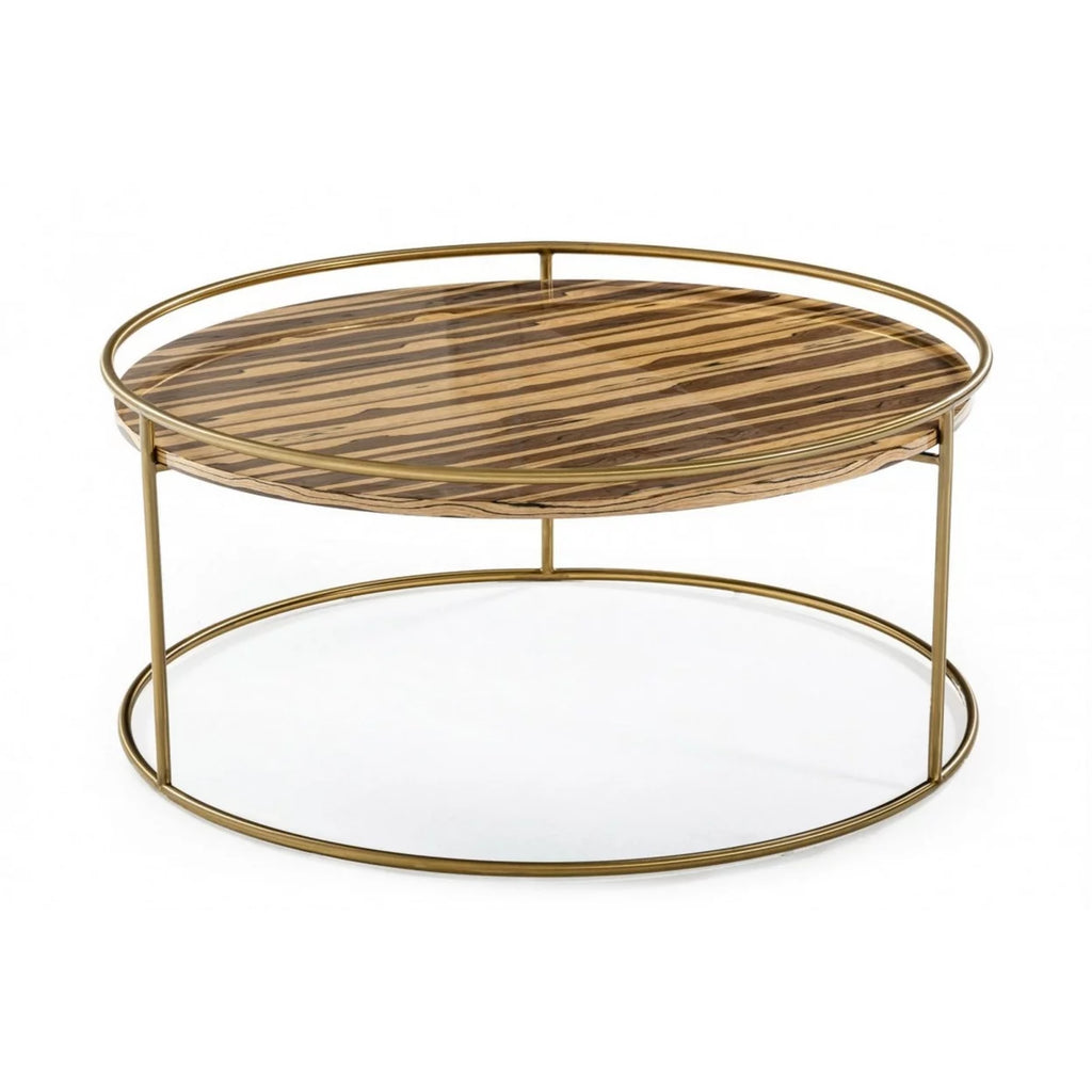 Round Faux Marble Top Coffee Table with Steel Frame X30325