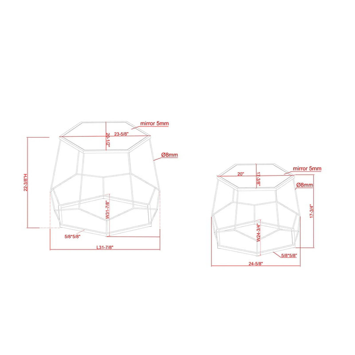 2-Piece Metal Nesting Accent Table Set L98588