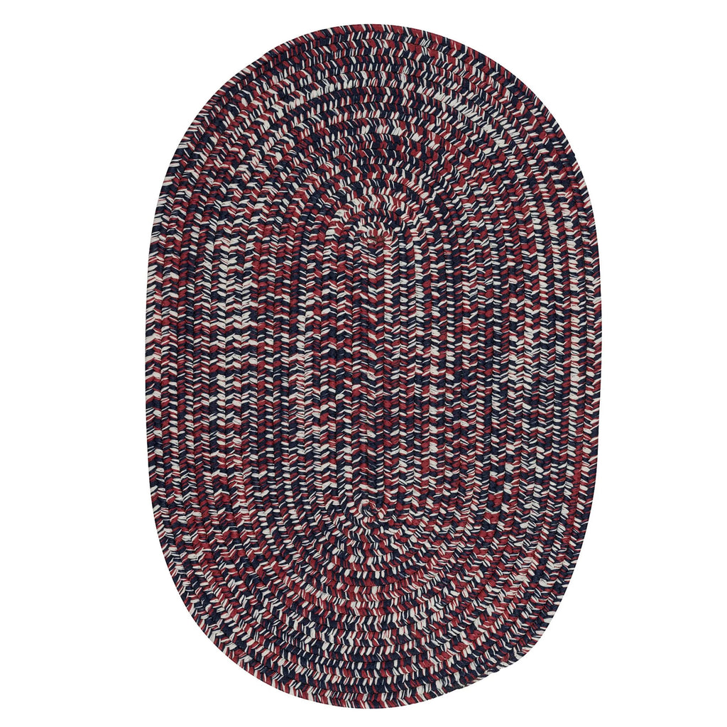 2' x 7' Red and White Reversible Oval Outdoor Area Rug R63356