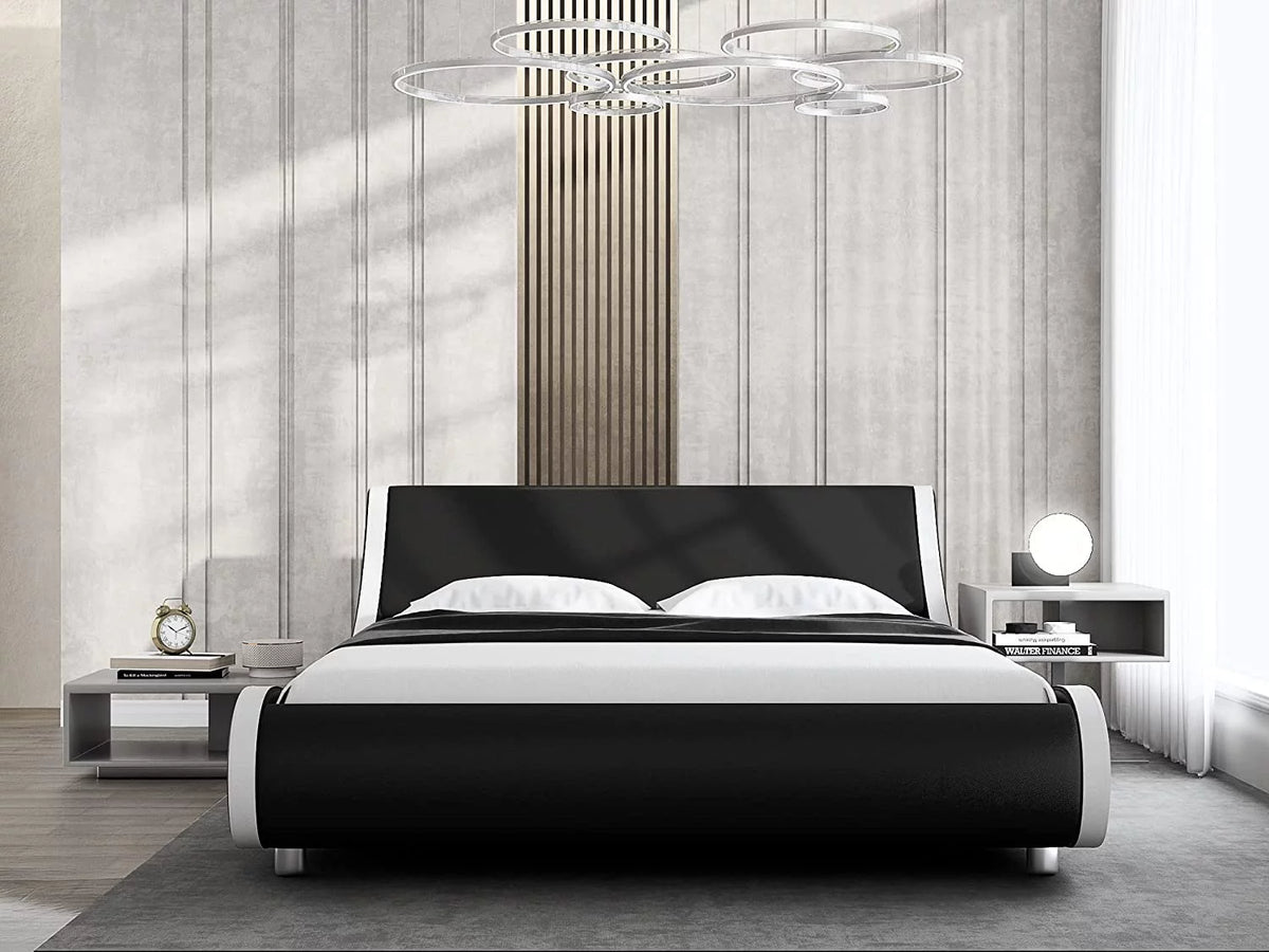 King Size Platform Bed Frame with Adjustable Headboard Y37831