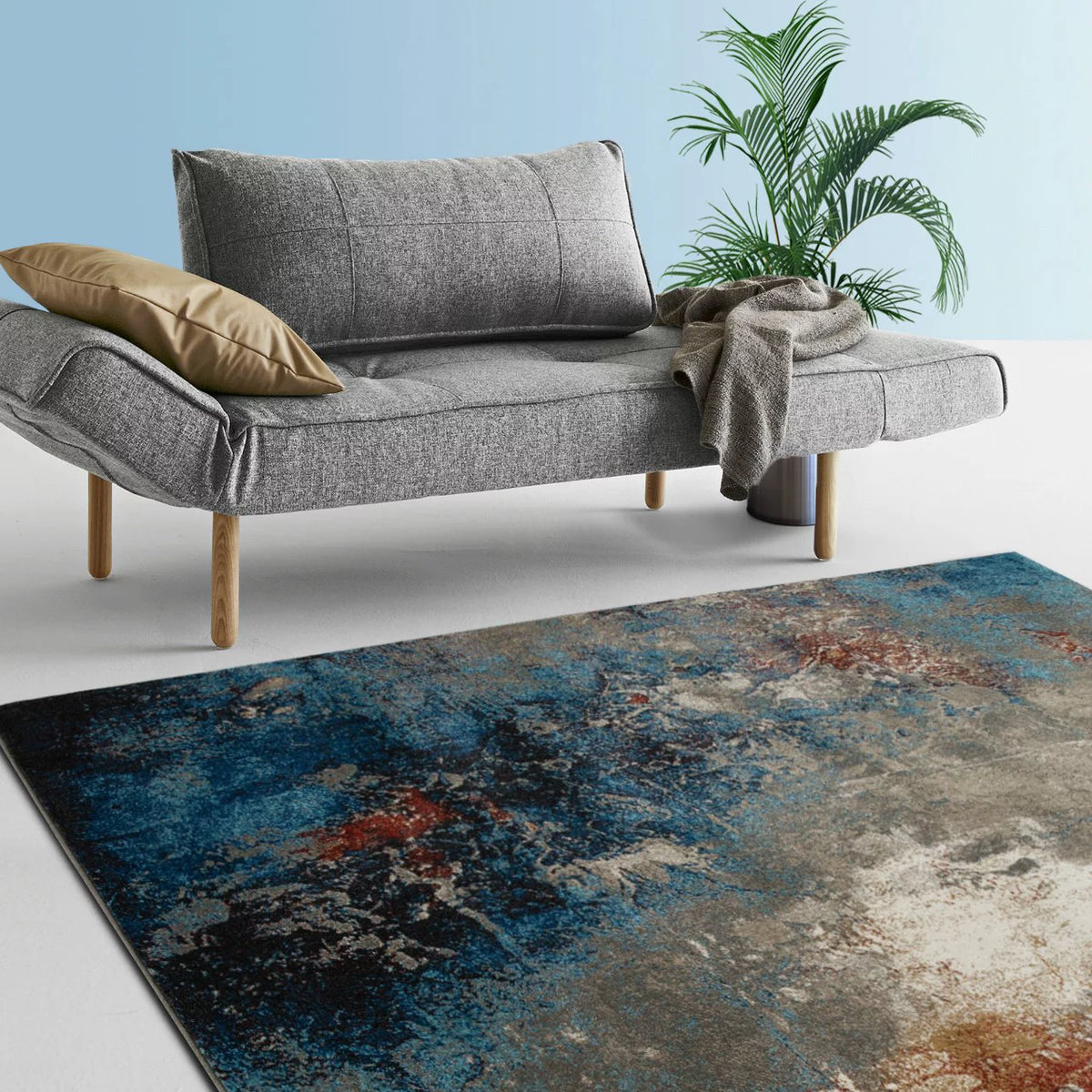Turquoise Burgundy Abstract Area Rug 8' x 10' V590