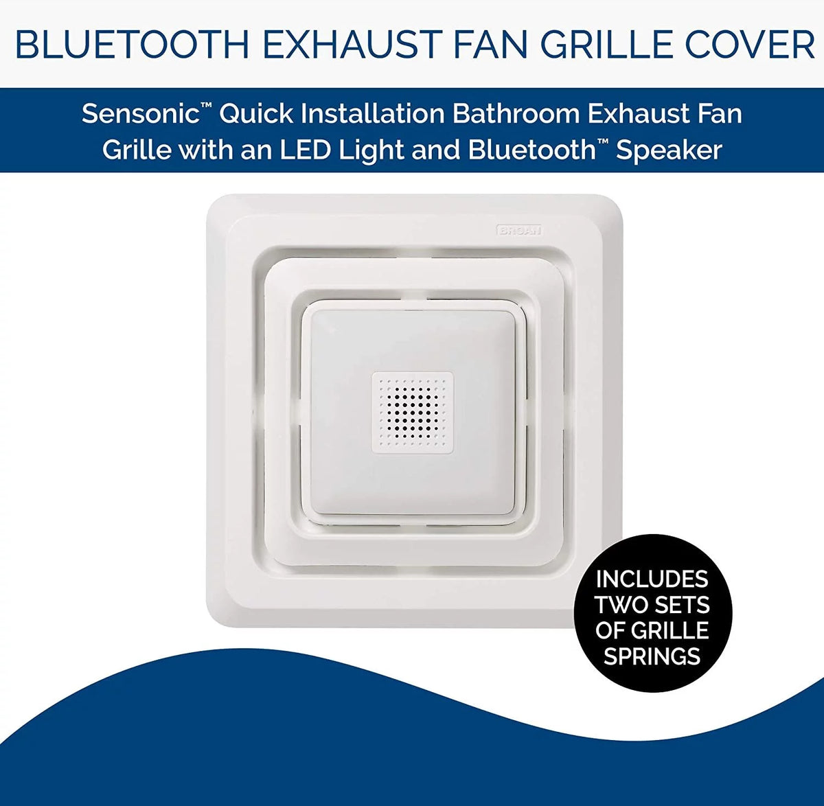 White Bathroom Exhaust Fan with LED Light S451