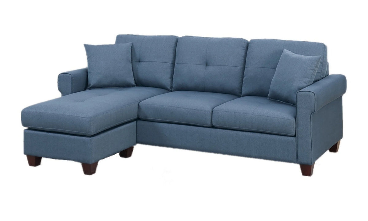 2 Piece Fabric Compact Sectional Sofa Set in Blue O3776