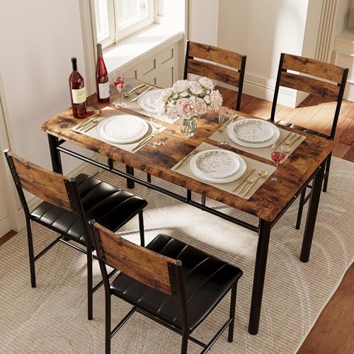 Grey Wood Dining Table Set for 4 L575646