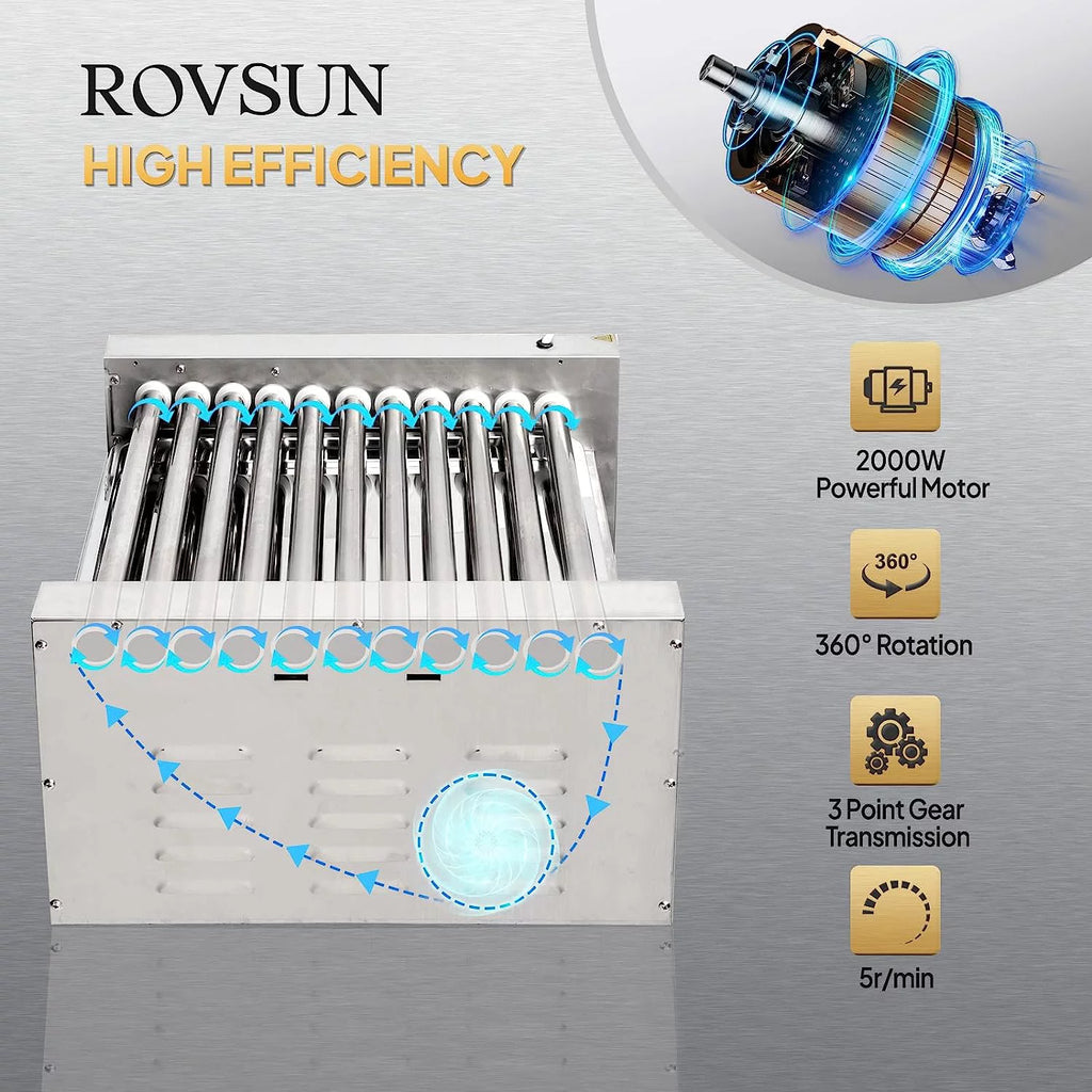 2000W 11 Rollers Hot Dog Roller Grill Cooker Machine with Bun Warmer A6394