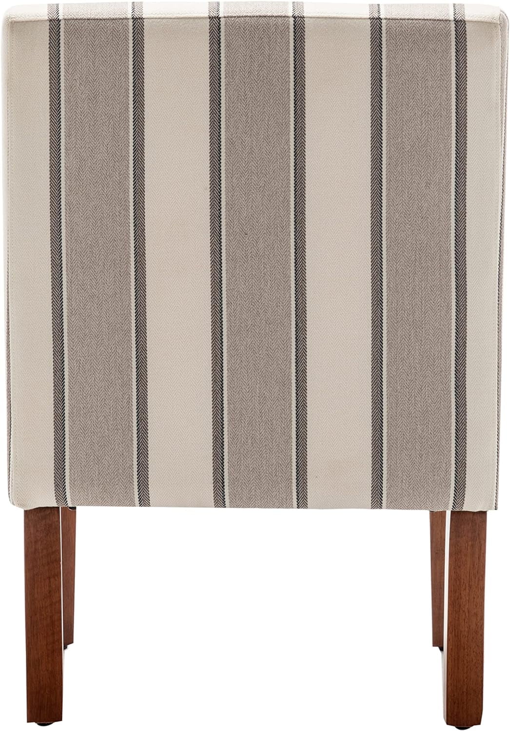 Brown and White Stripe Fabric Armless Accent Chair with Wood Legs E1163
