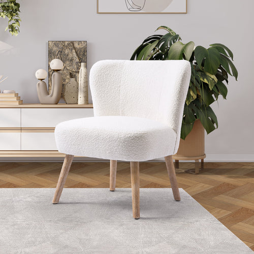 25" Wide Wingback Accent Chair Water and Stain Resistant Boucle Cream O627