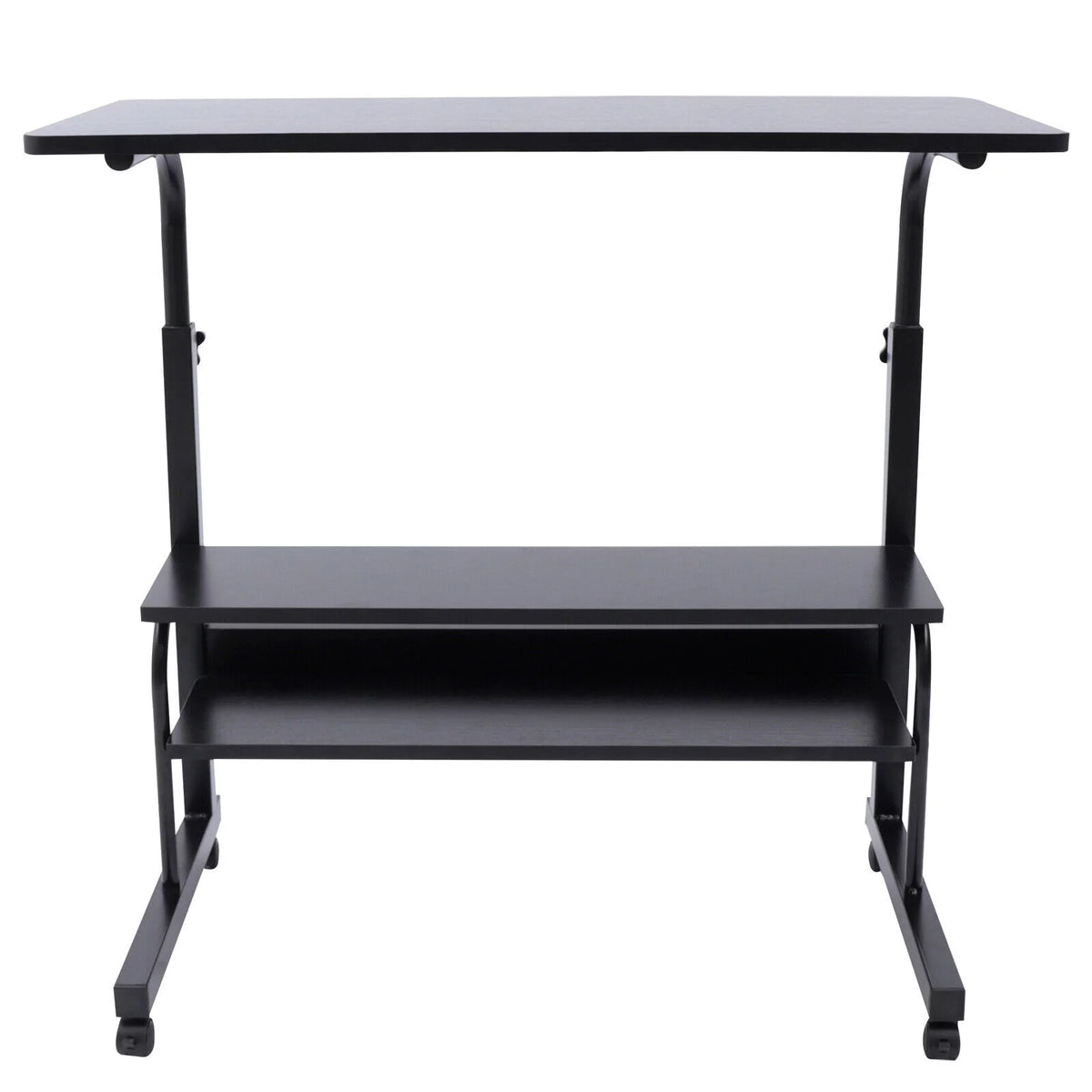 C-Shaped Rolling Sofa Side Table with Shelves Height Adjustable H6826