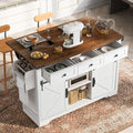 White Kitchen Island with Power Outlet U27504