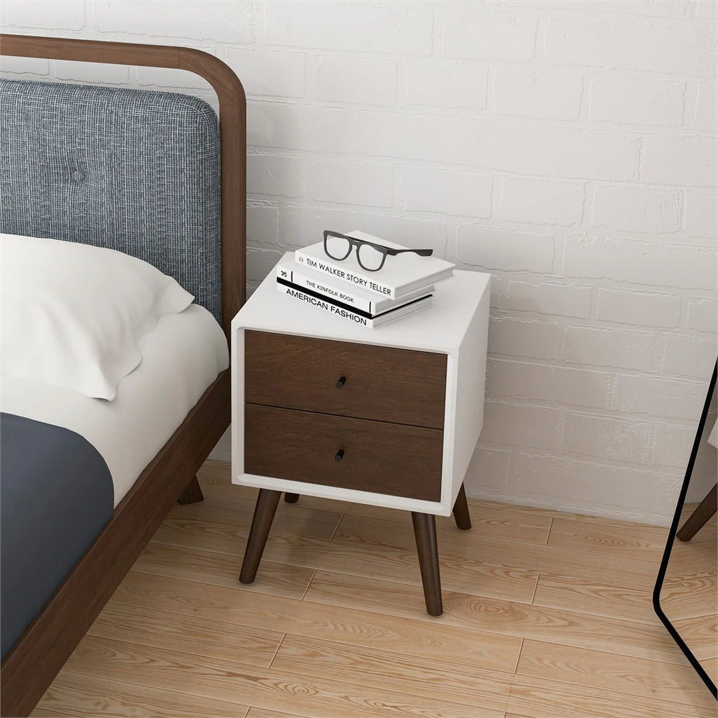 White Solid Wood Nightstand C87208