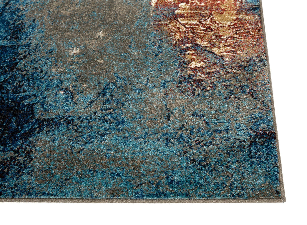 Turquoise Burgundy Abstract Area Rug 8' x 10' V590