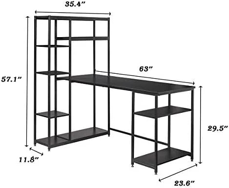 L-Shaped Computer Desk with Hutch Bookshelf U707
