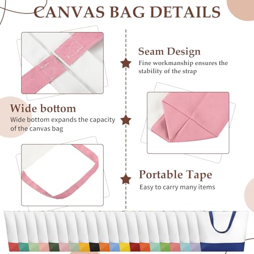 20 Pcs Large Blank Canvas Tote Bags and Makeup Bags with Handles L6086