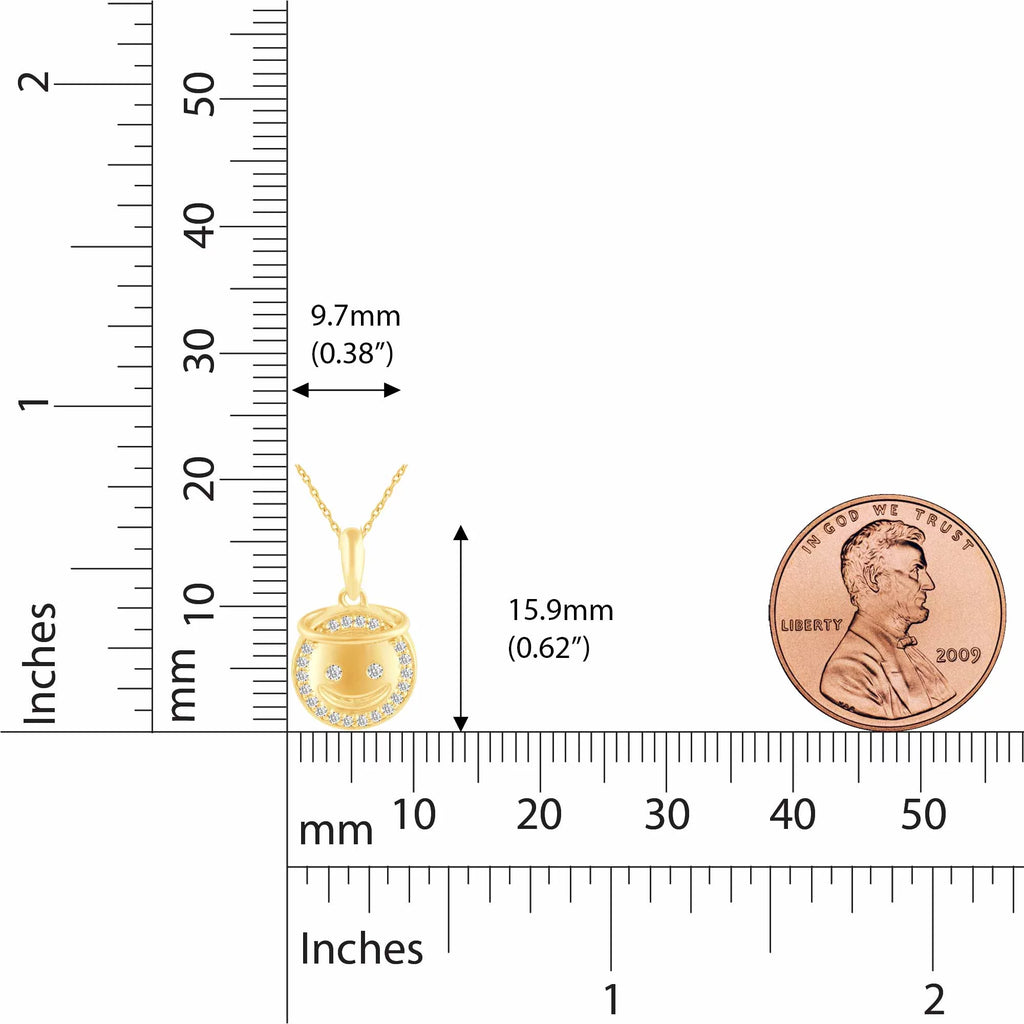 925 Sterling Silver Yellow Gold Face Pendant Necklace Y94334