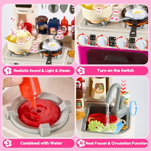 31.1'' Play Kitchen Set with Steam, Sound & Light B255428