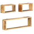 3 Piece Solid Mango Wood Wall Cube Shelf Set K4716