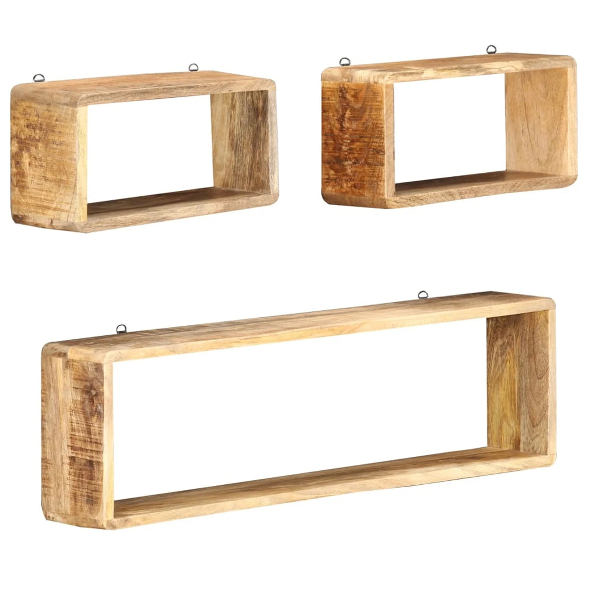 3 Piece Solid Mango Wood Wall Cube Shelf Set K4716