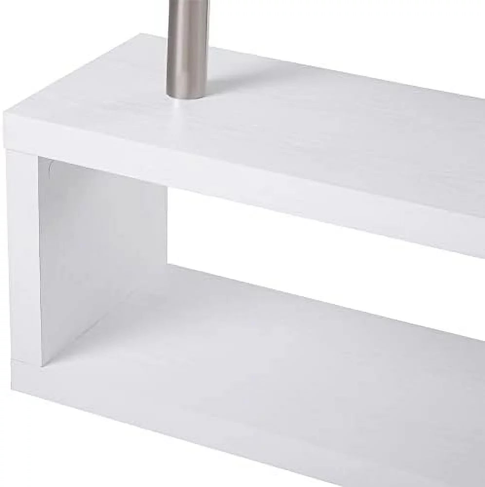 L Shaped Corner Computer Desk with 3-Tier Shelves White A97745