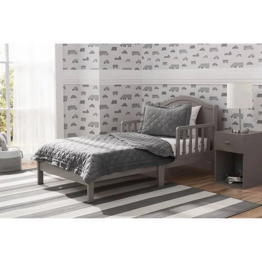 Grey Toddler Bed with Attached Bed Rails H53498
