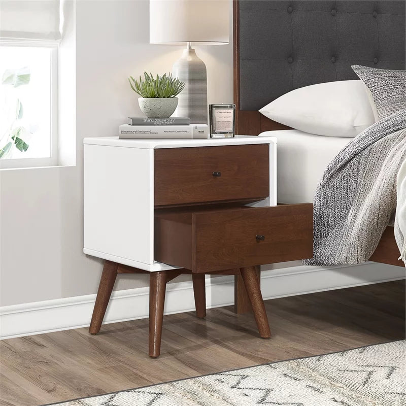 White Solid Wood Nightstand C87208
