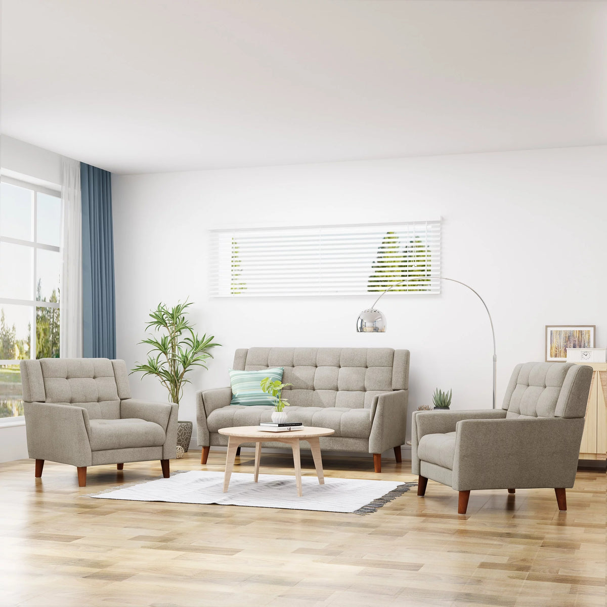 Fabric Arm Chair and Loveseat Set I819923