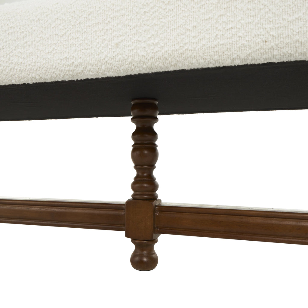 Fabric Bench with Brown Traditional Wood Turned Legs L628