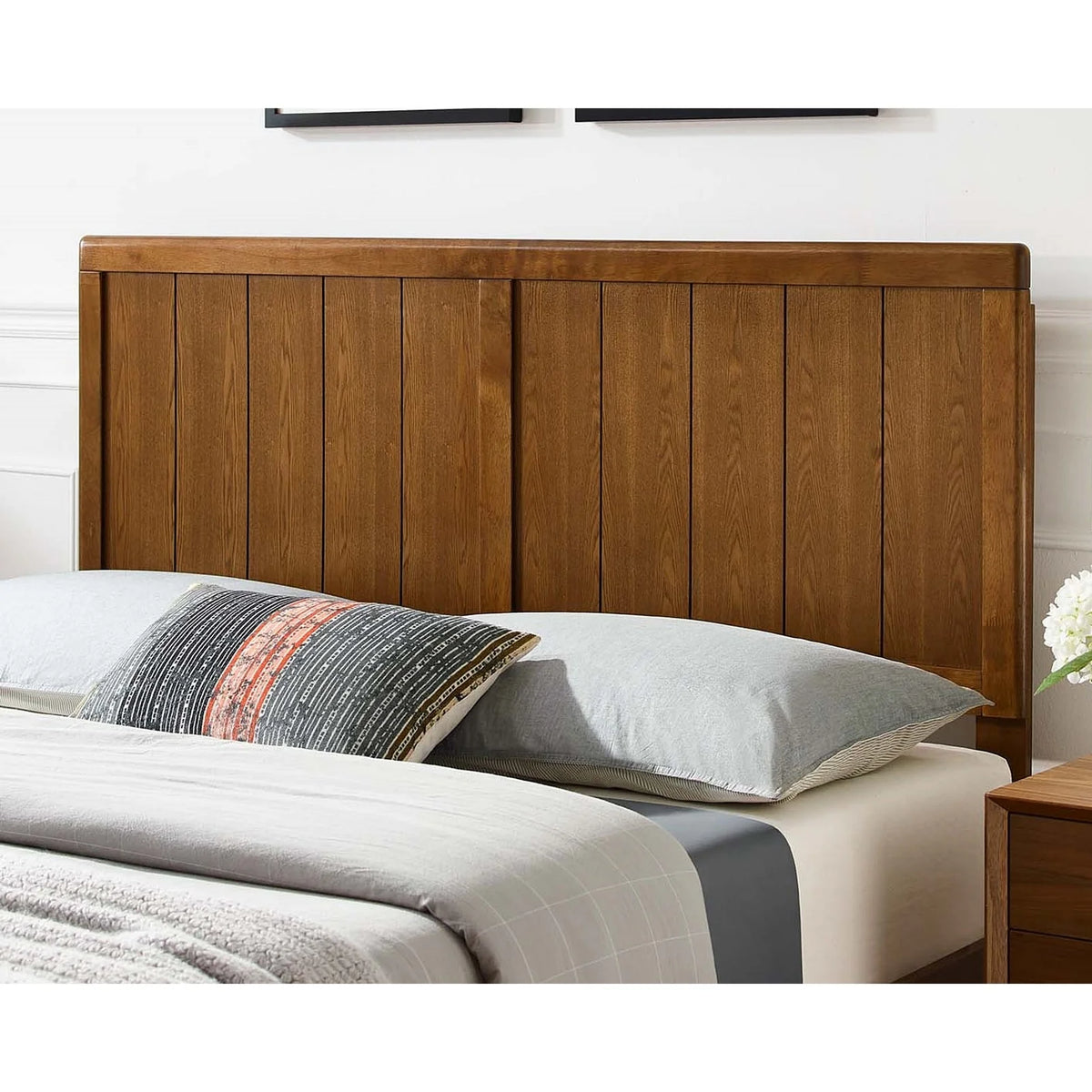 Queen Size Walnut Wooden Headboard K413