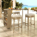 Beige 5 Piece Rattan Wicker Bar Set with 4 Bar Stools V6365