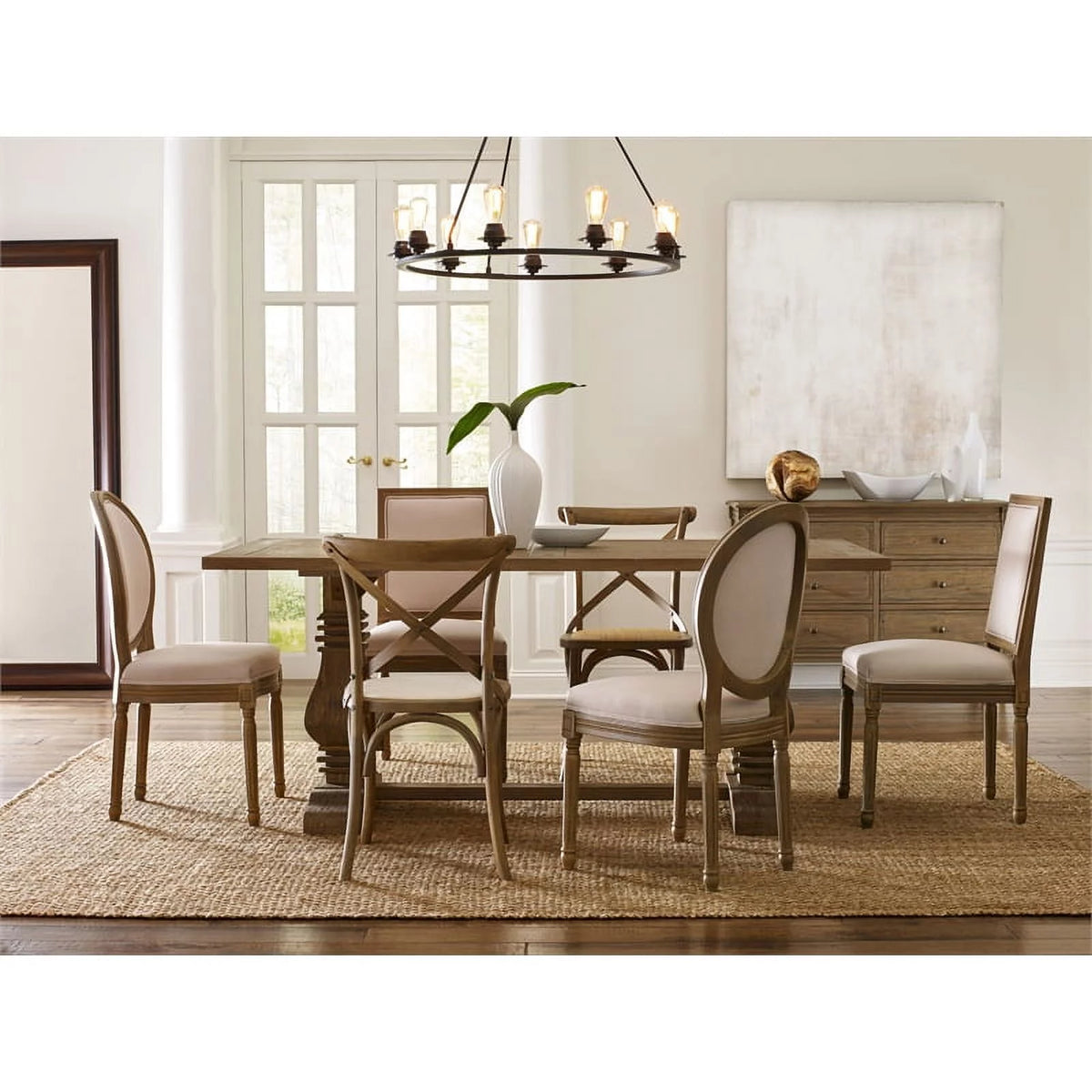 Round Dining Chair Set of 2 Cream L637