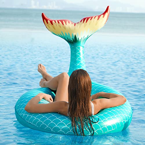 Inflatable Mermaid Tail Pool Float with Fast Valves Green T429