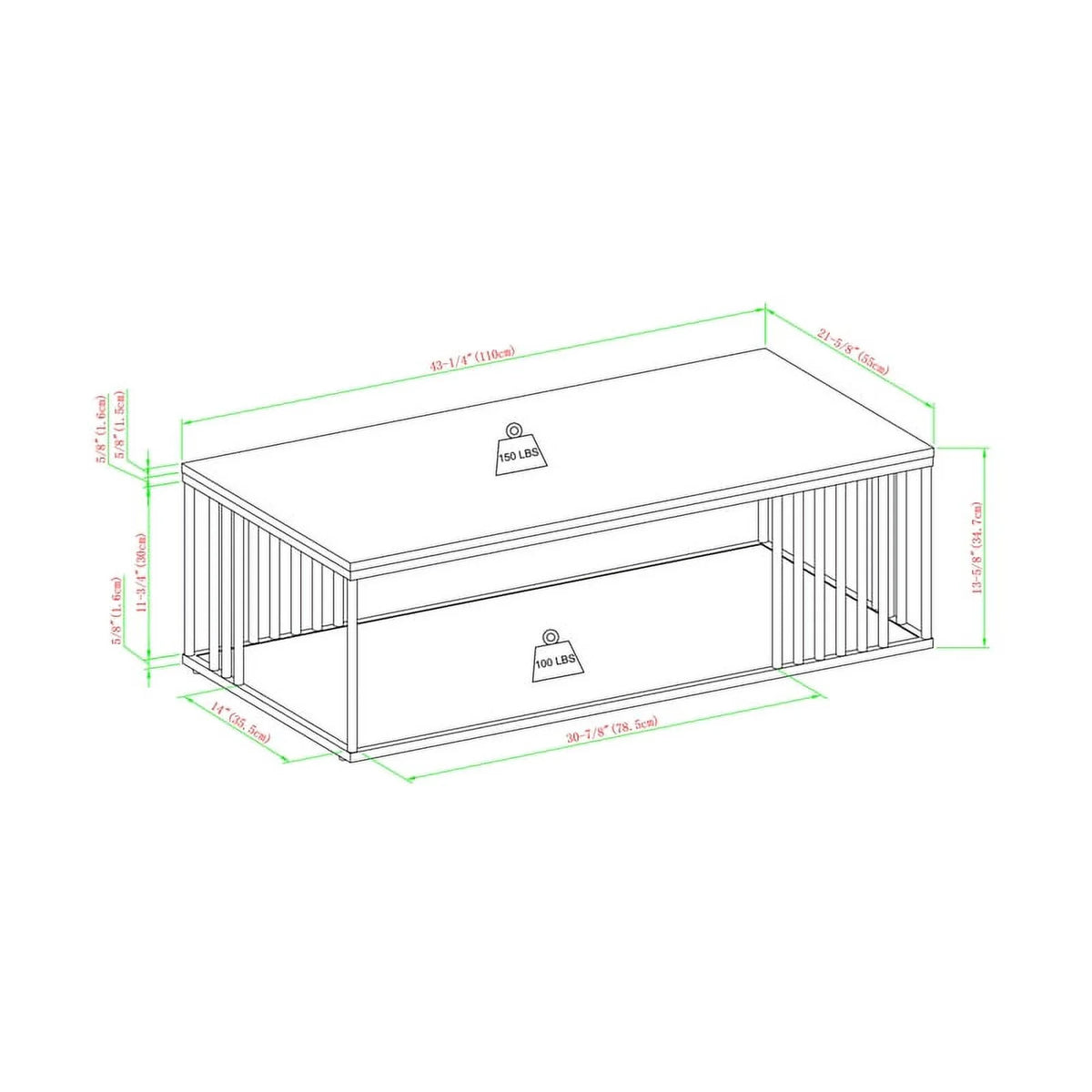 Rectangle Wood Coffee Table B126