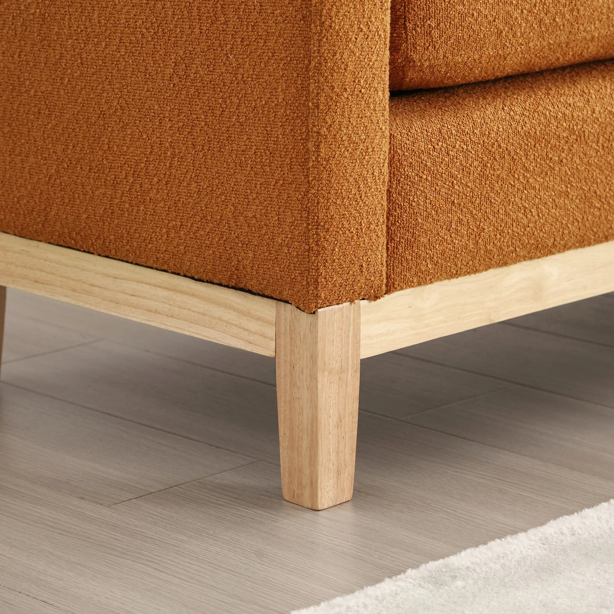 Caramel Upholstered Bench with Wood Legs R58254