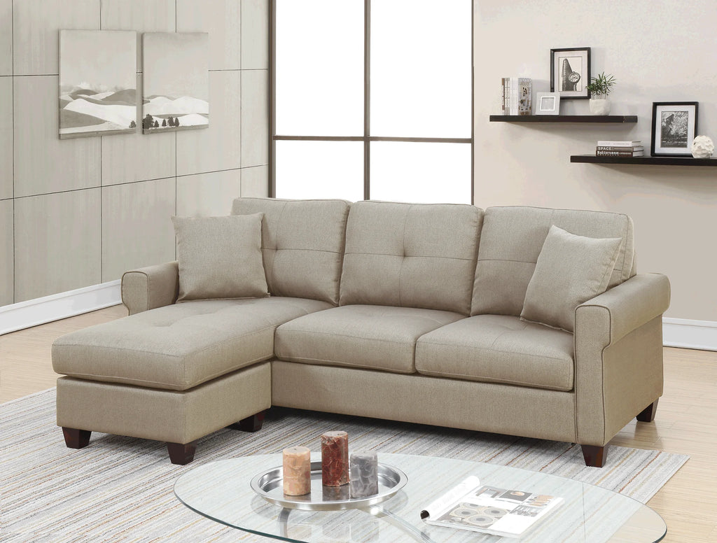 2 Piece Fabric Compact Sectional Sofa Set in Beige E1280