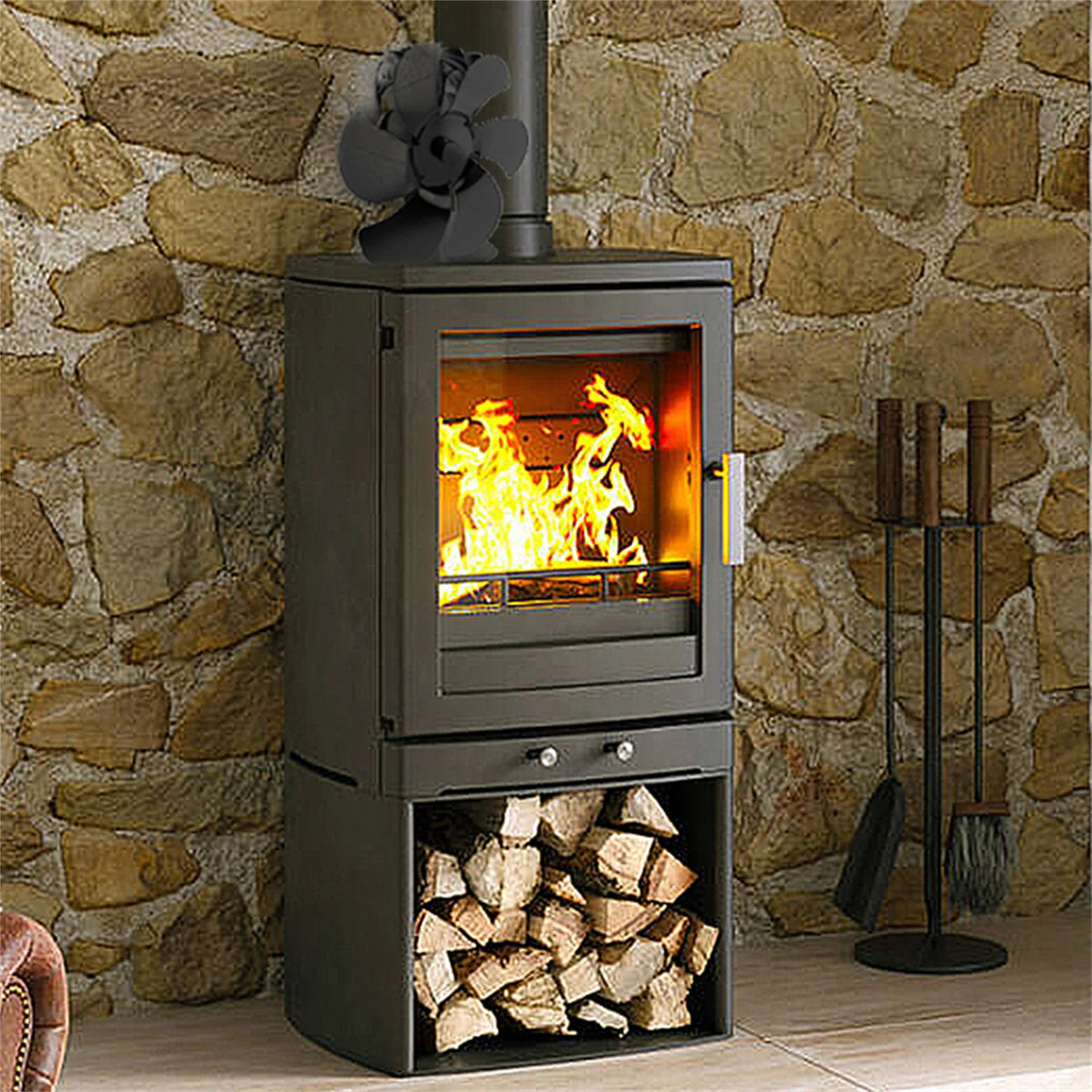 Wood Stove Fan 6 Blades Heat Powered Z848