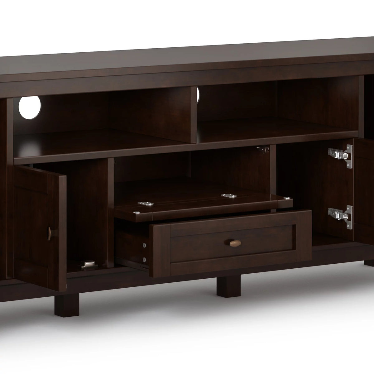 72 inch Wide Solid Wood TV Media Stand in Russet Brown U634