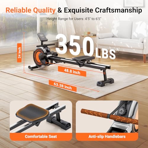 Magnetic Rowing Machine 350 LBS with LCD Monitor J590